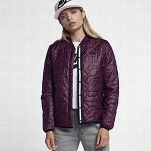 Nike Primaloft Quilted Bomber Jacket Womens S Snap Front‎ Puffer Streetwear